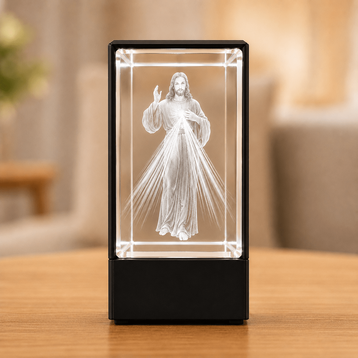 Divine Mercy Jesus Crystal Keepsake - Laverina