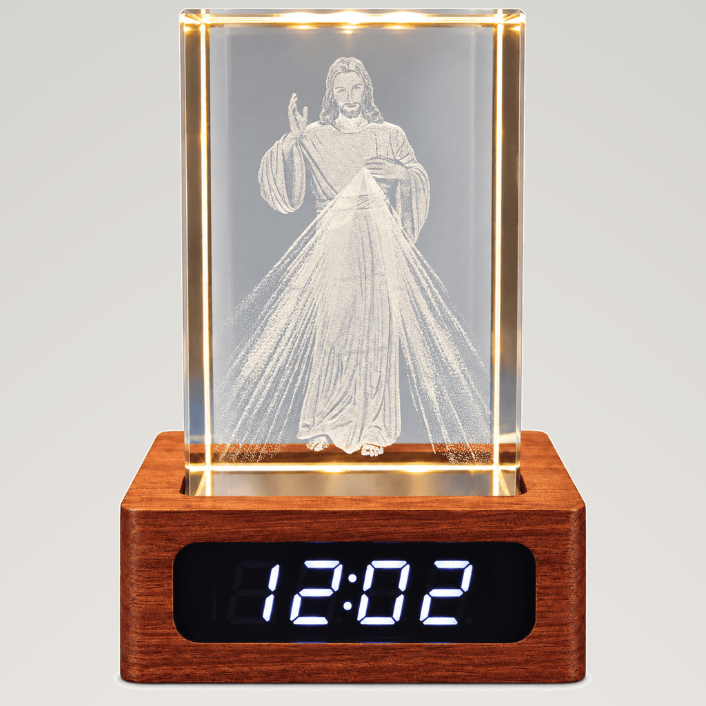 Divine Mercy Jesus Crystal Keepsake Clock - Laverina