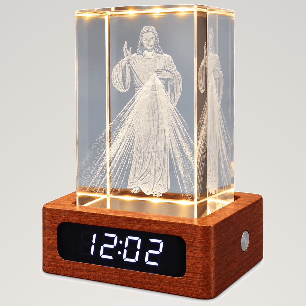 Divine Mercy Jesus Crystal Keepsake Clock - Laverina