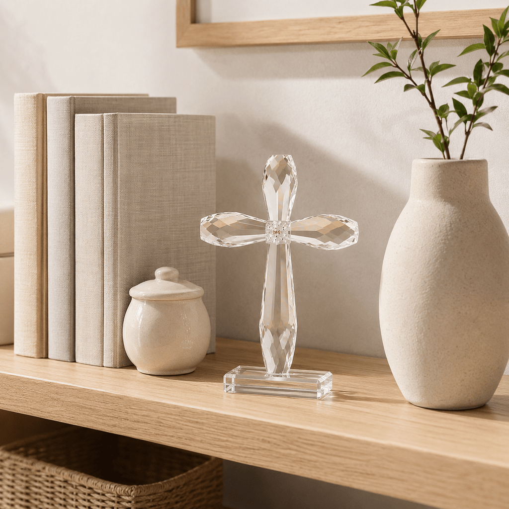 Faceted Crystal Cross Decor - Laverina