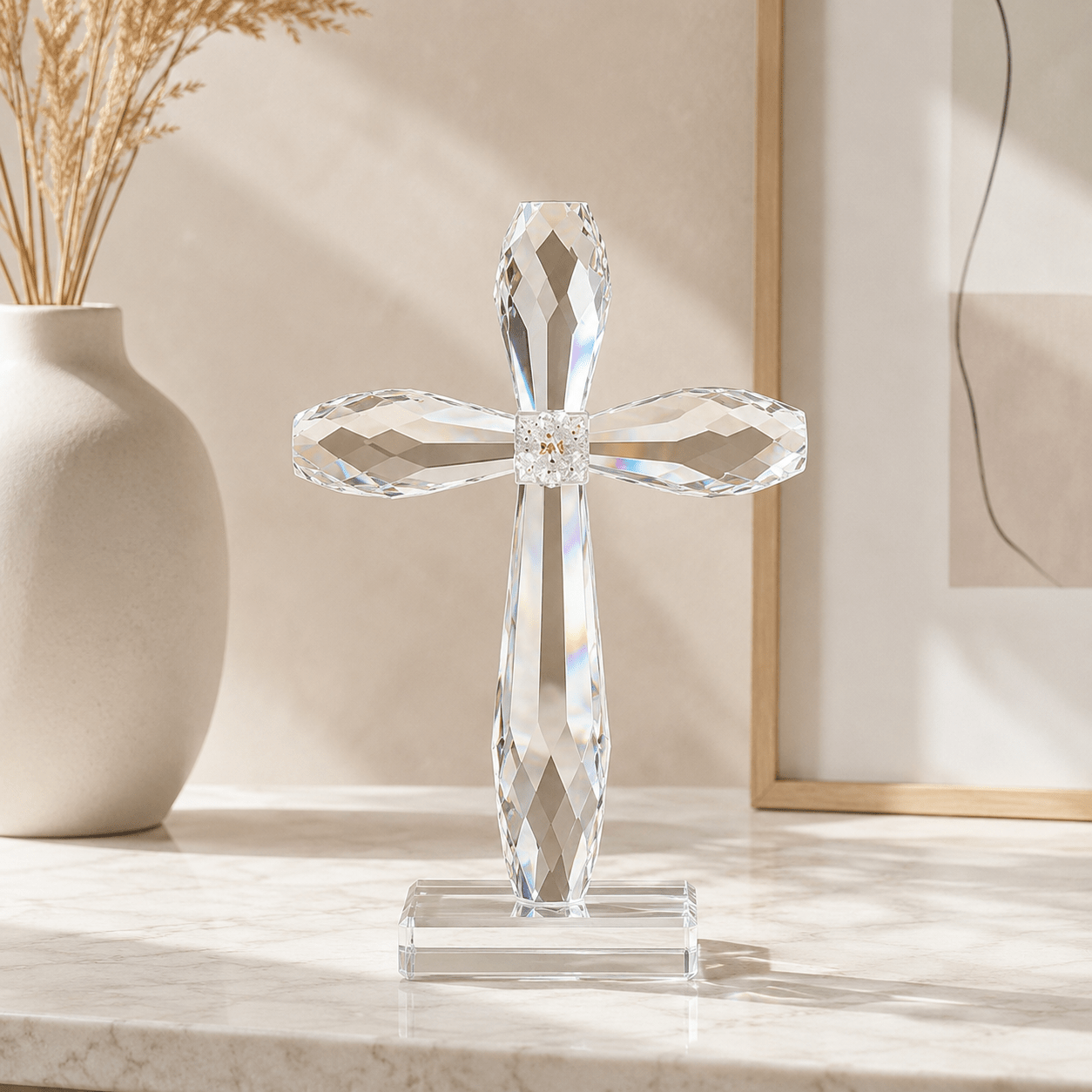 Faceted Crystal Cross Decor - Laverina