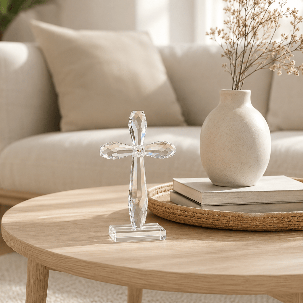 Faceted Crystal Cross Decor - Laverina