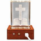 Illuminated Cross & Bible Crystal Keepsake Clock - Laverina