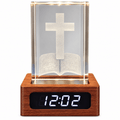 Illuminated Cross & Bible Crystal Keepsake Clock - Laverina
