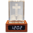 Illuminated Cross & Bible Crystal Keepsake Clock - Laverina
