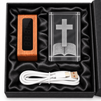 Illuminated Cross & Bible Crystal Keepsake Clock - Laverina