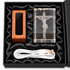 Illuminated Crucifix Crystal Keepsake Clock - Laverina