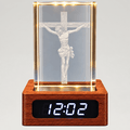 Illuminated Crucifix Crystal Keepsake Clock - Laverina