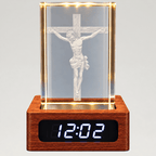 Illuminated Crucifix Crystal Keepsake Clock - Laverina