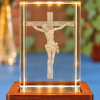Illuminated Crucifix Crystal Keepsake Clock - Laverina