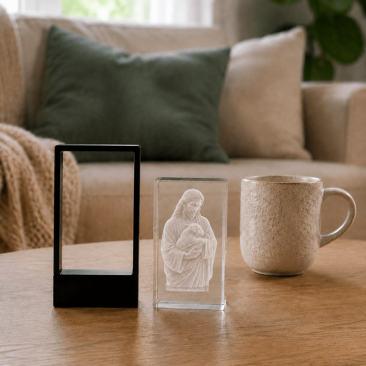 Illuminated Good Shepherd Crystal Keepsake - Laverina