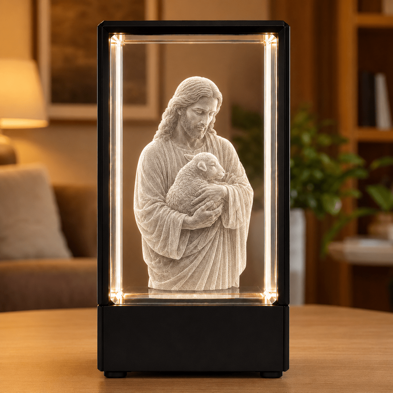 Illuminated Good Shepherd Crystal Keepsake - Laverina