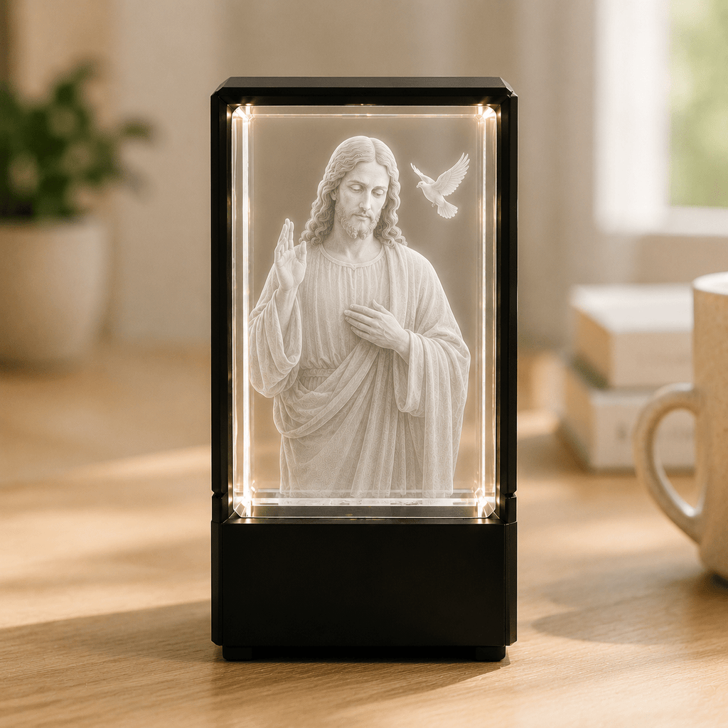 Jesus with Dove Crystal Keepsake - Laverina