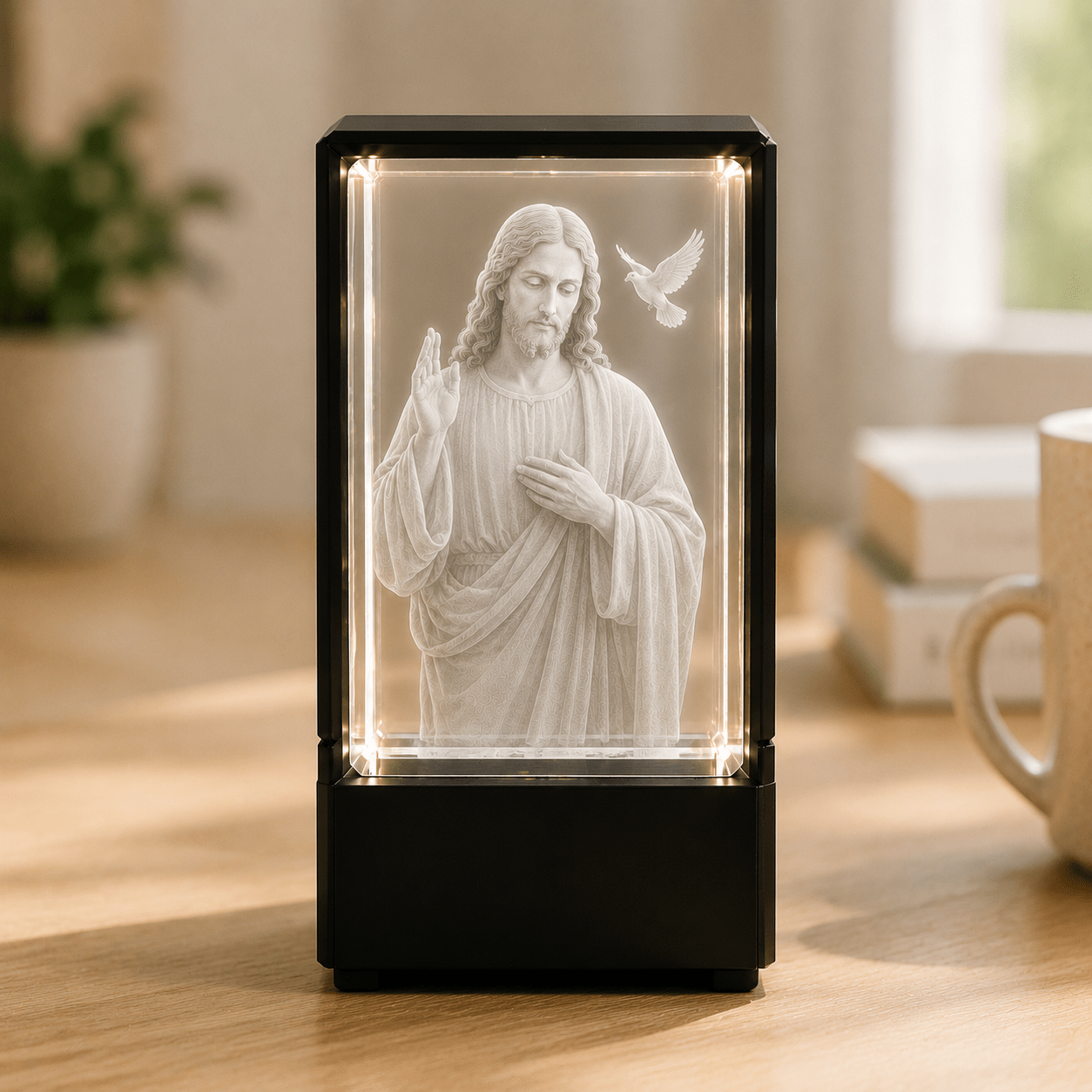 Jesus with Dove Crystal Keepsake - Laverina