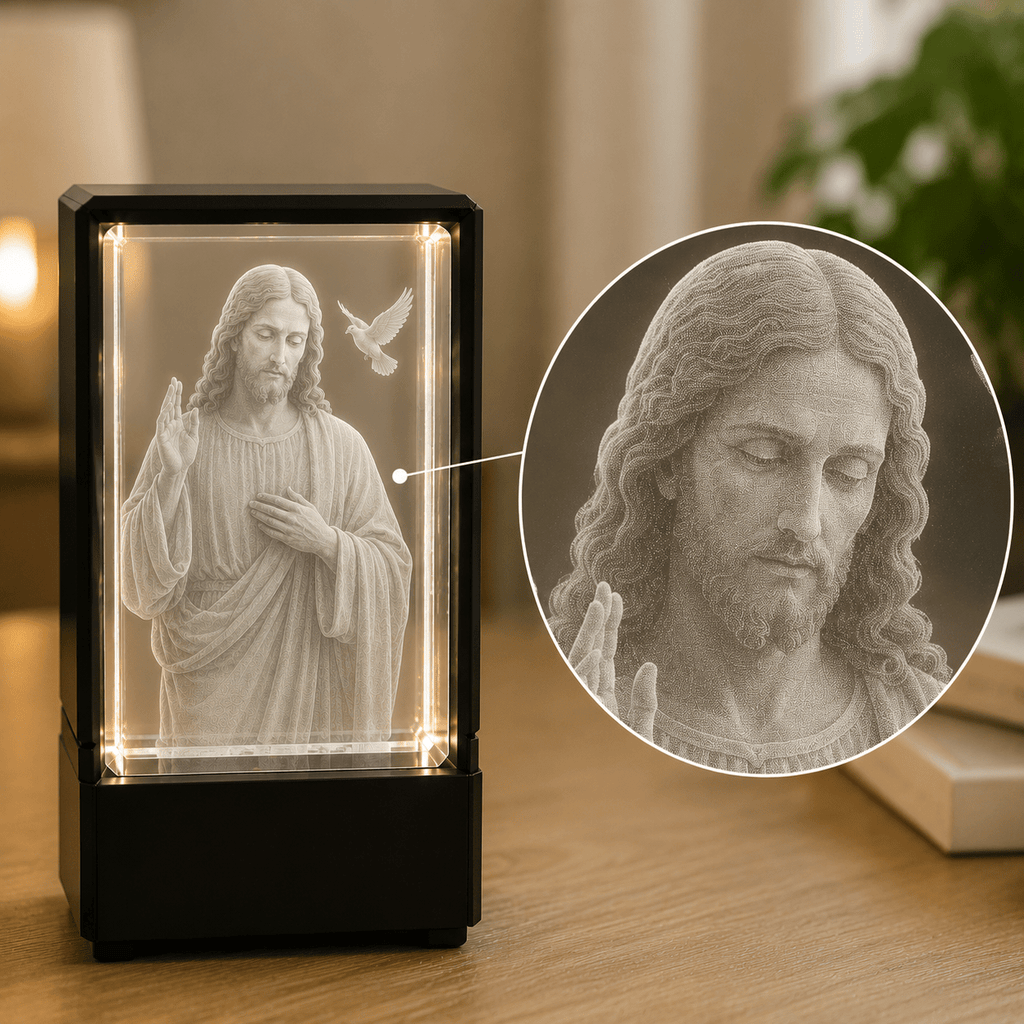 Jesus with Dove Crystal Keepsake - Laverina