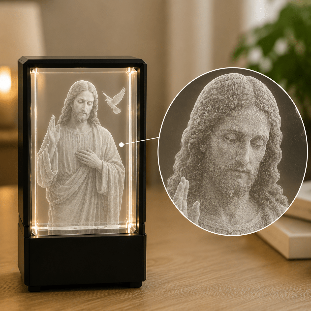 Jesus with Dove Crystal Keepsake - Laverina