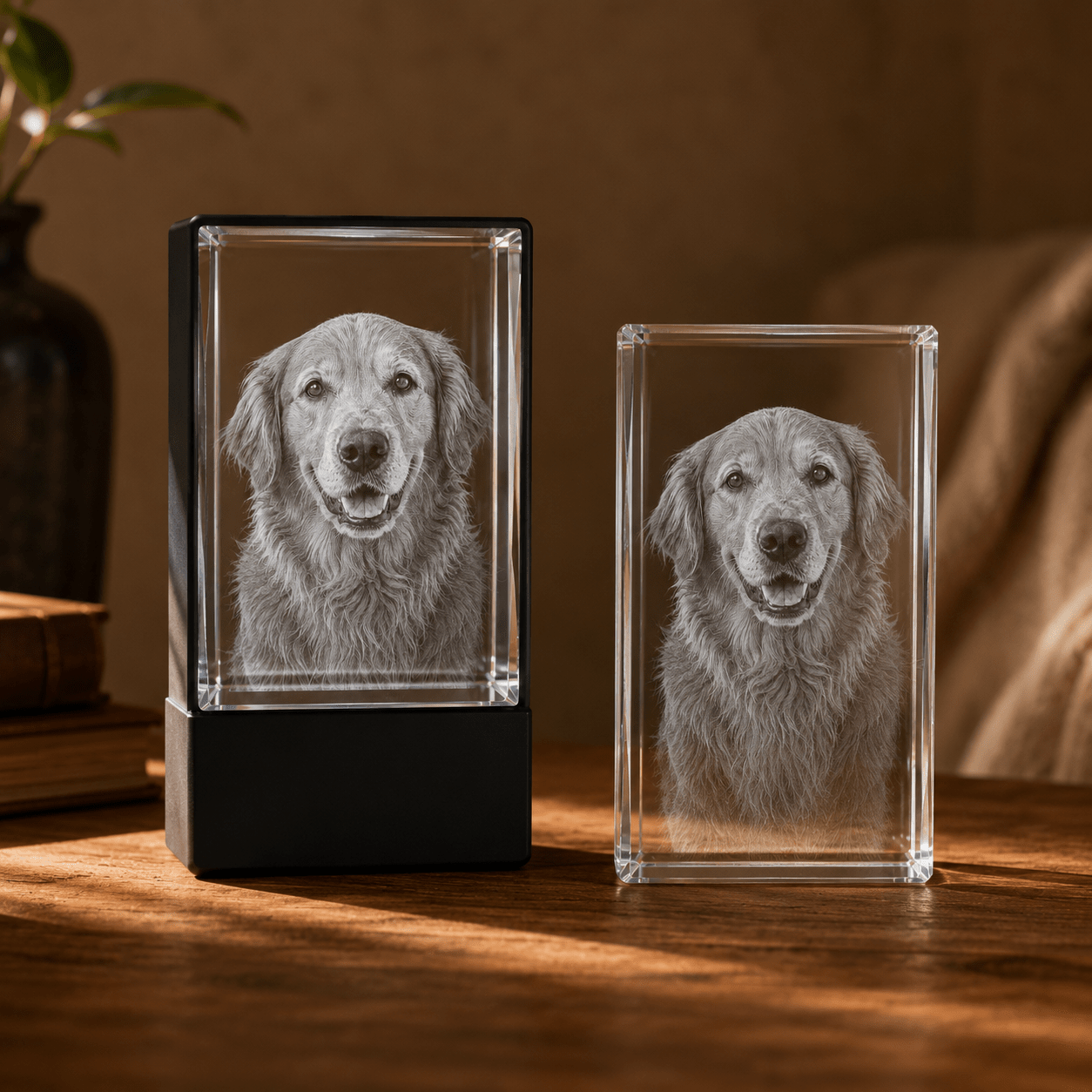 Personalized 3D Pet Crystal Keepsake with LED Base - Laverina