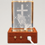Praying Hands & Cross Crystal Keepsake Clock - Laverina
