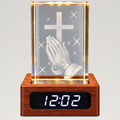 Praying Hands & Cross Crystal Keepsake Clock - Laverina