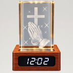 Praying Hands & Cross Crystal Keepsake Clock - Laverina