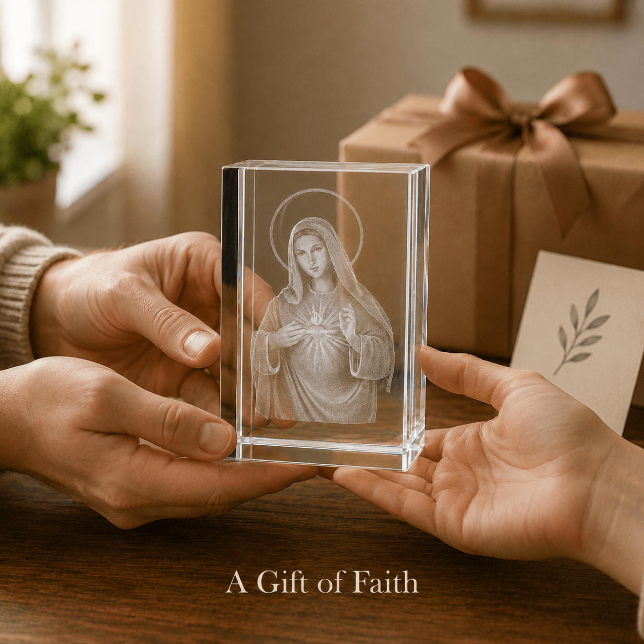 Sacred Heart Mary Crystal Keepsake - Laverina