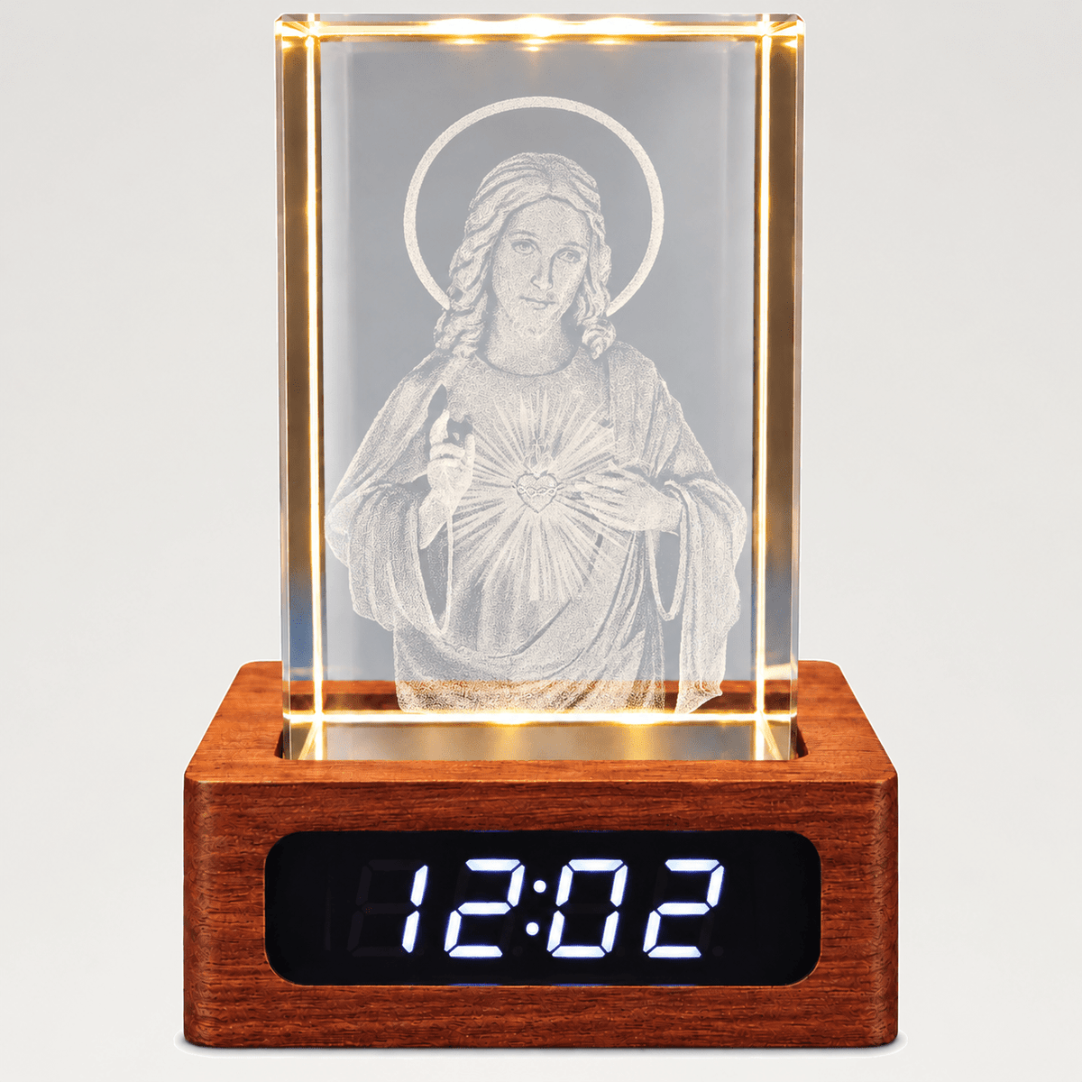 Sacred Heart of Jesus Crystal Keepsake Clock - Laverina